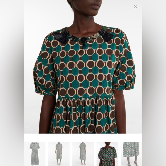 NWOT’S MAX MARA Label-cut Fatoki Embellished Cotton Dress Sz:US6 M Spring/Summer - Picture 7 of 15